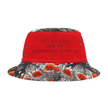Load image into Gallery viewer, Bucket Hat (AOP) "Still looking" Red