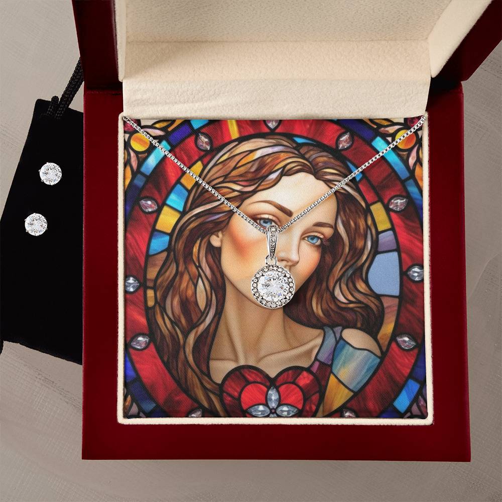 Gwendolyn's Glass Heart Necklace and Earrings Bundle