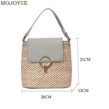 Load image into Gallery viewer, Small Straw Bucket Crossbody Bag