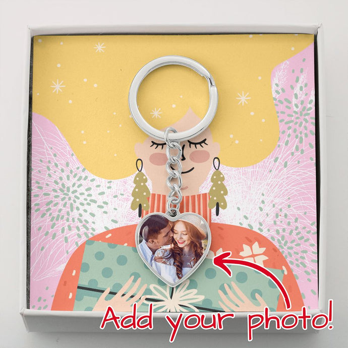 Add Photo of Your Choice Contemporary Christmas Keychain