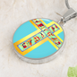 Contrasting Faces Round Pendant Necklace