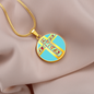 Contrasting Faces Round Pendant Necklace