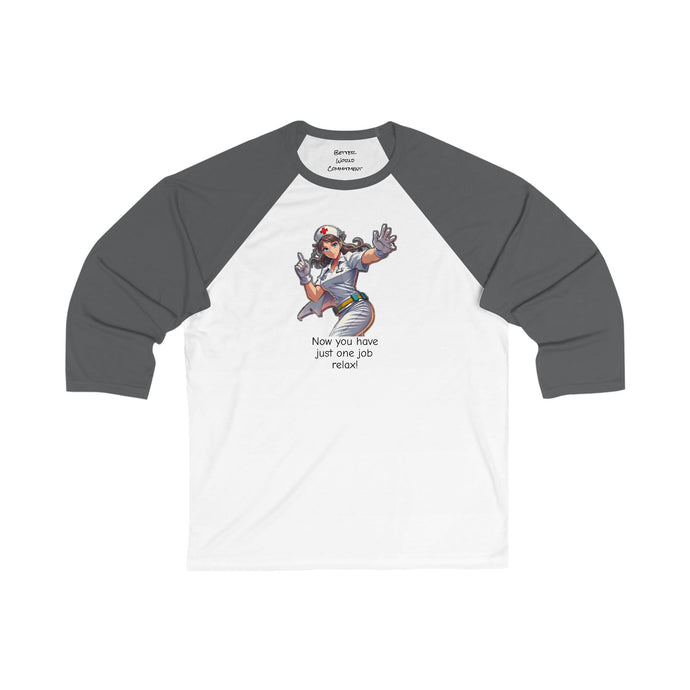 Anime Nurse 3/4 Sleeve Baseball Tee - Perfect for Healthcare Heroes
