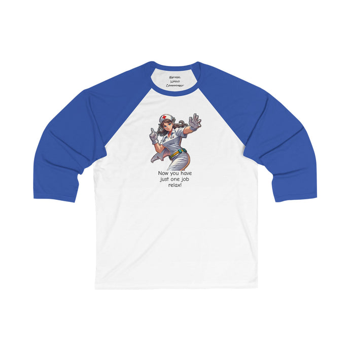 Anime Nurse 3/4 Sleeve Baseball Tee - Perfect for Healthcare Heroes