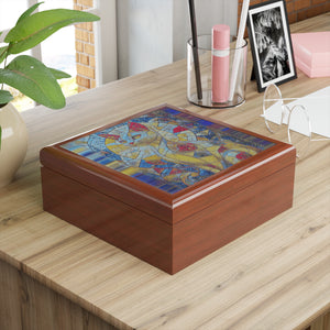 Jewelry Box Glass Colored Cat