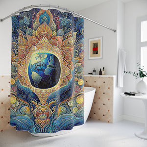 Shower Curtain - Bohemian Mandala Vibrant Earth Design for Mindful Bathrooms