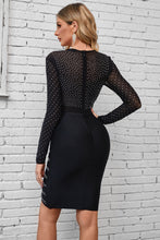 Load image into Gallery viewer, Rhinestone V-Neck Long Sleeve Wrap Dress