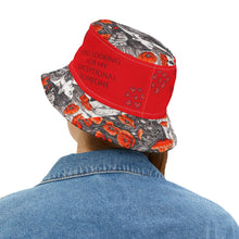 Load image into Gallery viewer, Bucket Hat (AOP) &quot;Still looking&quot; Red