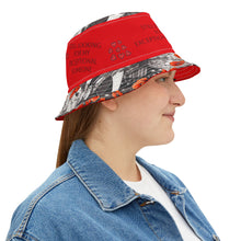 Load image into Gallery viewer, Bucket Hat (AOP) &quot;Still looking&quot; Red