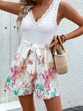 Load image into Gallery viewer, Lace Printed V-Neck Sleeveless Romper