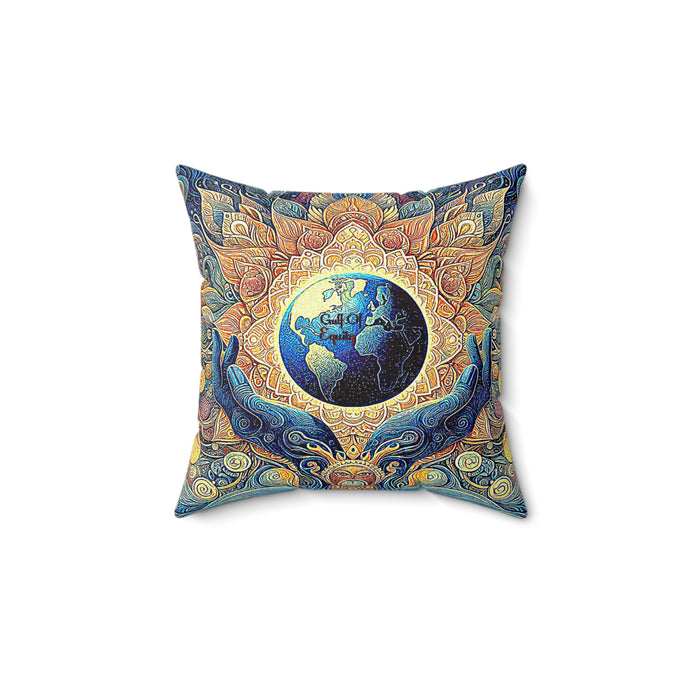 Mandala Earth Design Pillow - Bohemian Home Decor Cushion