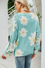 Load image into Gallery viewer, Angel Wings Daisy Print Openwork Round Neck Sweater