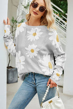 Load image into Gallery viewer, Angel Wings Daisy Print Openwork Round Neck Sweater