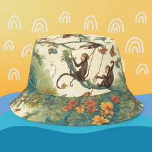 Load image into Gallery viewer, Reversible bucket hat Monkeys Around
