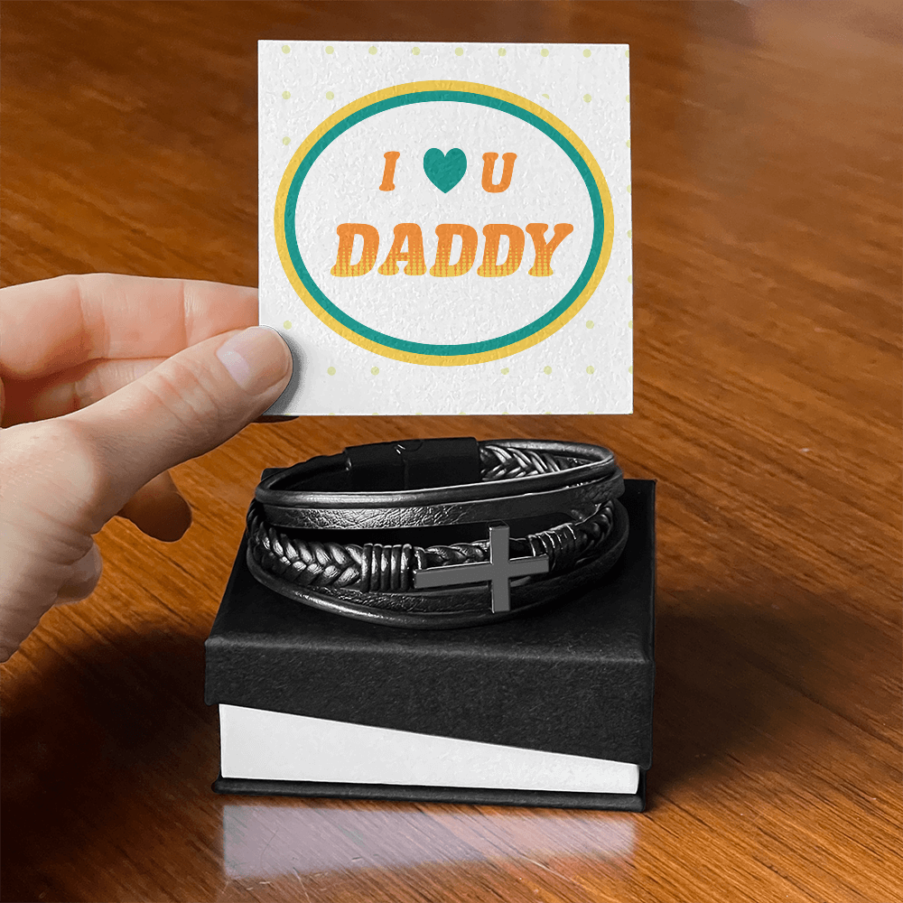 Men's Cross Bracelet with Message Card