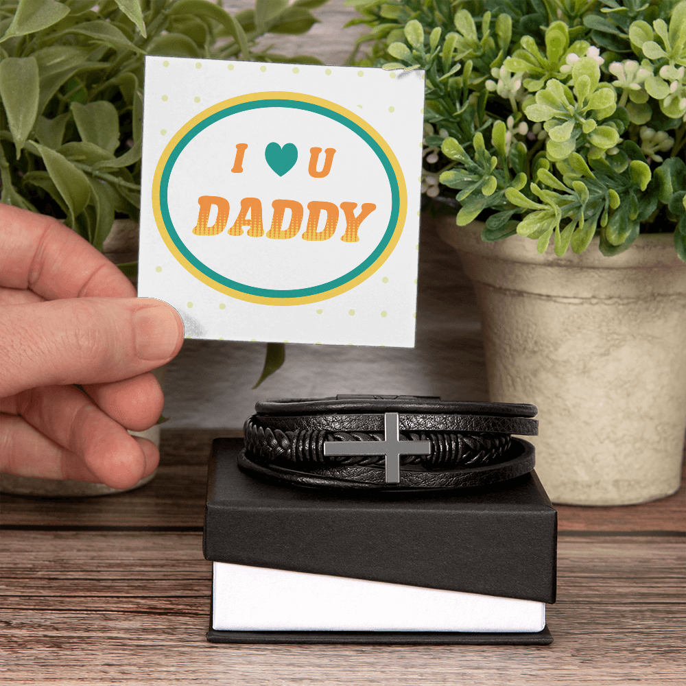 Men's Cross Bracelet with Message Card