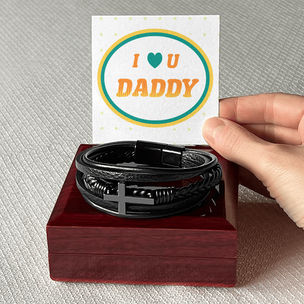 Men's Cross Bracelet with Message Card