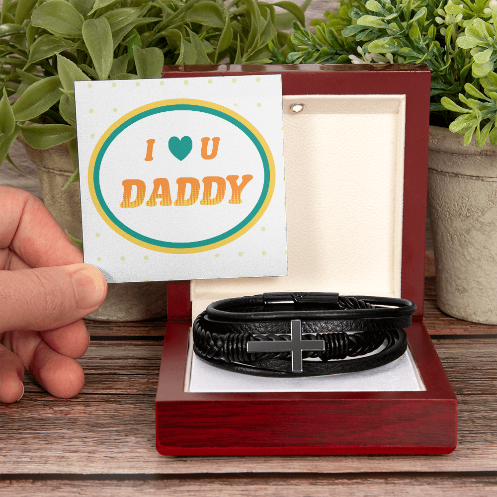 Men's Cross Bracelet with Message Card