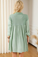 Load image into Gallery viewer, Buttoned Collared Neck Dropped Shoulder Mini Dress