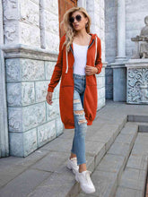 Load image into Gallery viewer, Full Size Zip-Up Longline Hoodie with Pockets