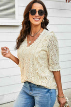 Load image into Gallery viewer, Lace V-Neck Flounce Sleeve Top