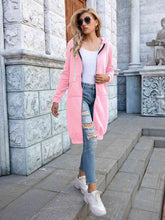 Load image into Gallery viewer, Full Size Zip-Up Longline Hoodie with Pockets