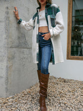 Load image into Gallery viewer, Plaid Dropped Shoulder Longline Coat