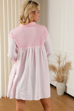 Load image into Gallery viewer, Buttoned Collared Neck Dropped Shoulder Mini Dress