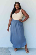 Load image into Gallery viewer, Full Size High Waist Scoop Hem Maxi Skirt in Dusty Blue
