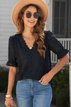 Load image into Gallery viewer, Lace V-Neck Flounce Sleeve Top