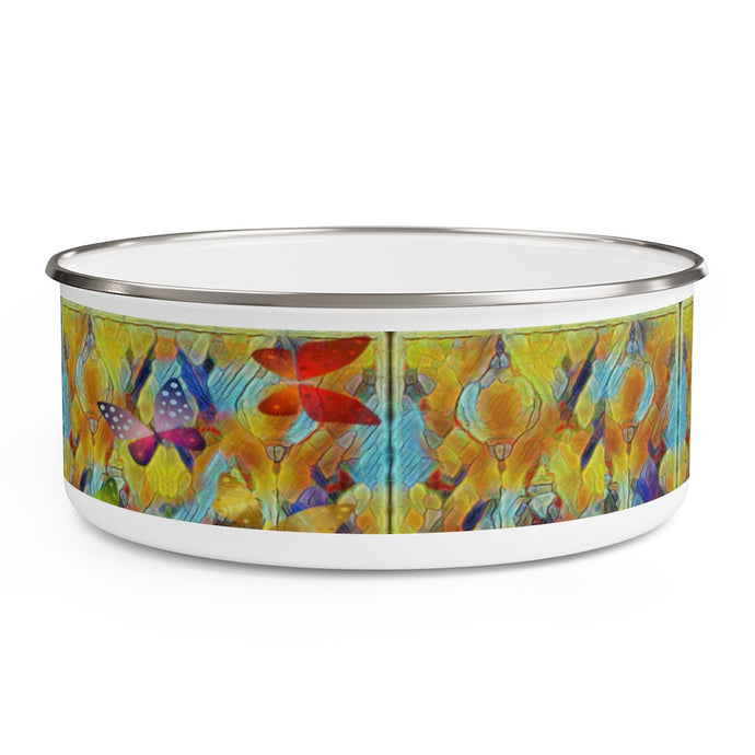Enamel Glazed Stainless Steel Bowl Butterfly Day