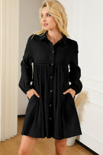 Load image into Gallery viewer, Buttoned Collared Neck Dropped Shoulder Mini Dress