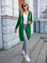Load image into Gallery viewer, Full Size Zip-Up Longline Hoodie with Pockets