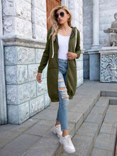 Load image into Gallery viewer, Full Size Zip-Up Longline Hoodie with Pockets