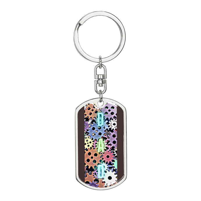 DAD Neon with Gears Keychain