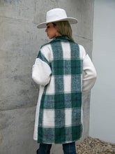 Load image into Gallery viewer, Plaid Dropped Shoulder Longline Coat