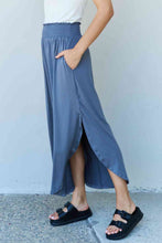 Load image into Gallery viewer, Full Size High Waist Scoop Hem Maxi Skirt in Dusty Blue