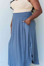 Load image into Gallery viewer, Full Size High Waist Scoop Hem Maxi Skirt in Dusty Blue