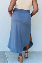 Load image into Gallery viewer, Full Size High Waist Scoop Hem Maxi Skirt in Dusty Blue