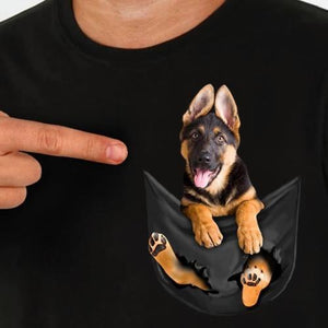 German Shepherd In Pocket T-Shirt MY DOG!