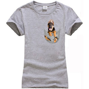German Shepherd In Pocket T-Shirt MY DOG!