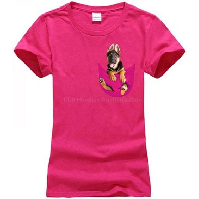 German Shepherd In Pocket T-Shirt MY DOG!