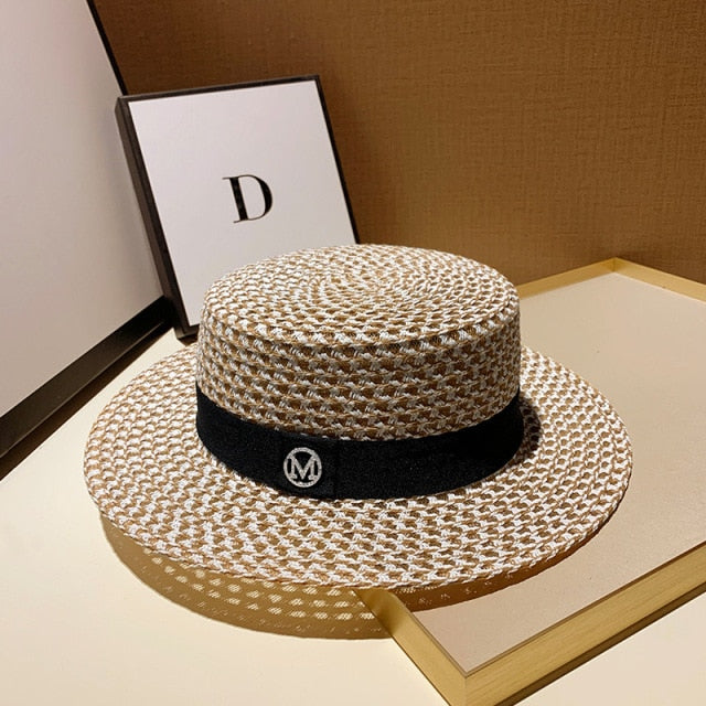 Round Flat Top Straw Hat Fabulous Quality
