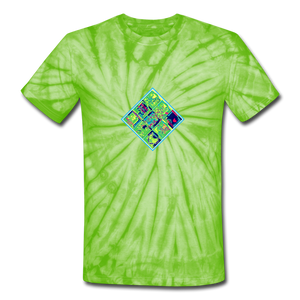 Unisex Tie Dye T-Shirt - spider lime green