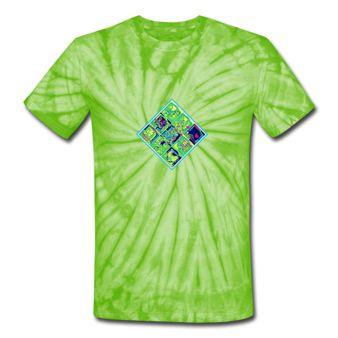Unisex Tie Dye T-Shirt - spider lime green